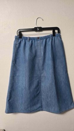 Vintage Koret City Blues Denim Skirt USA Made, Elastic Waist 14x21" Blue Jean