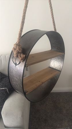 Round Hanging Wall Shelf with Rope