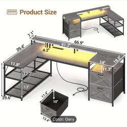 67’ L Shaped Computer Desk. BRAND NEW IN BOX