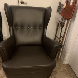 Brown leather Wingback Arm Chair