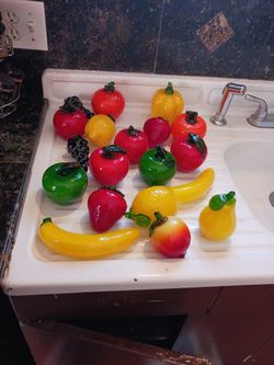 Vintage Hand Blown Glass Fruits & Vegetables