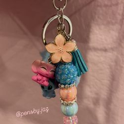 Stitch and  Angel Beaded Keychain 