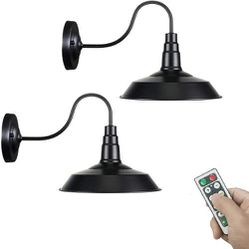 2-Wall Light Battery Run Remote Control No Wired Retro Industrial Black Wall Lamp Lighting Fixture Wall Decor