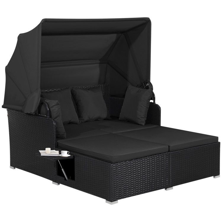 Outdoor Patio Furniture Daybed With Retractable Canopy