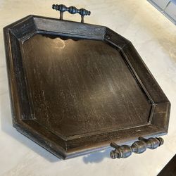 Rustic Octagon Wood Serving Tray with Handles