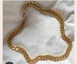 thick Cuban link chain necklace for women and men 18k plated