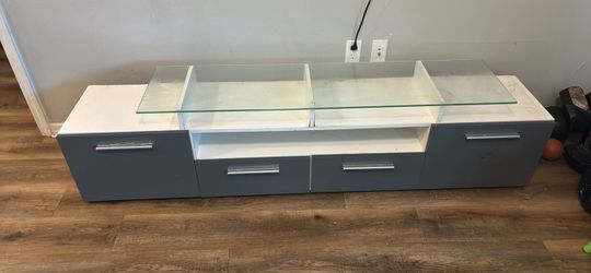 Modern TV Stand with Glass Top