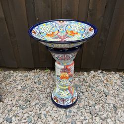 Mexican Talavera Birdbath Décor, Pottery, Planter.