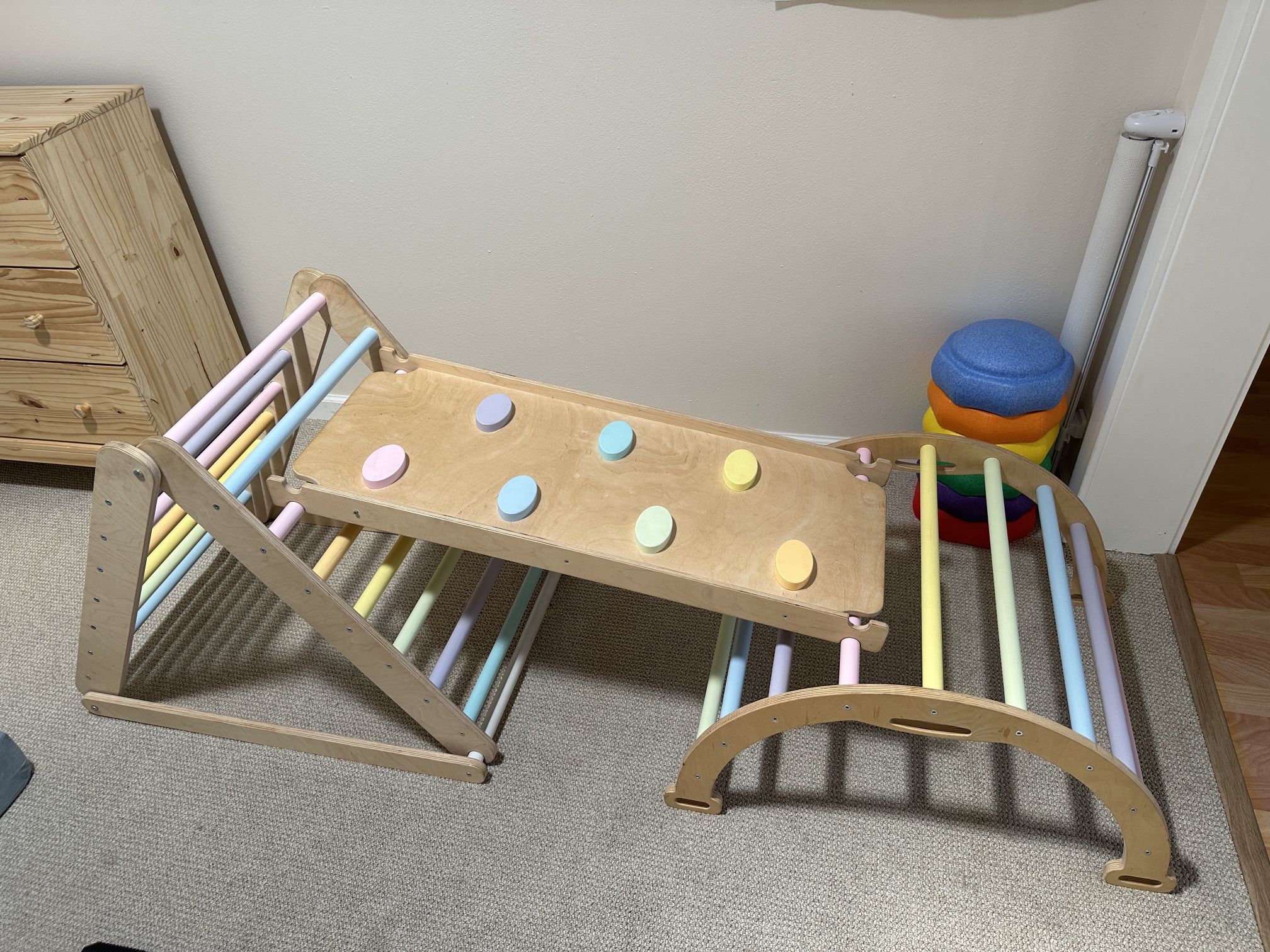 Three Piece Pikler Triangle, Slide/Rock Wall, Climbing Arch