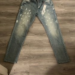 purple jeans light blue with white paint