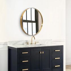 24 inch Round Wall Mirror Gold Circle Mirror for Bathroom