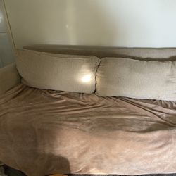 Beige Pull-Out Couch – Machine Washable Covers