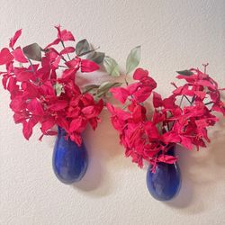 Glass Vases With Paper Flowers, From Mexico