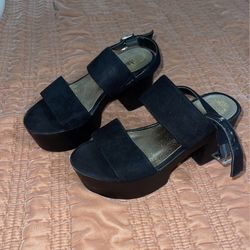 Black Chunky Heel Sandals