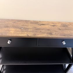 Rustic Console Table with Drawers & Shelves – Great Condition