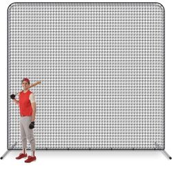 Baseball Screen 10' x 10' Baseball Softball Pitching Screen Net 1.5" Steel Frame Square Batting Net with Portable Bag for Batting Cage Backyard Pitche