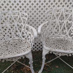 Vintage Pair Cast iron patio Chairs 