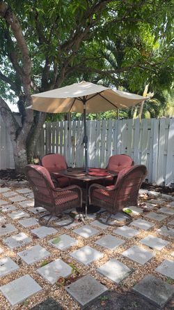 Out door table with umbrella