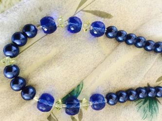 Chrystazzi Sapphire & blue pearls necklace