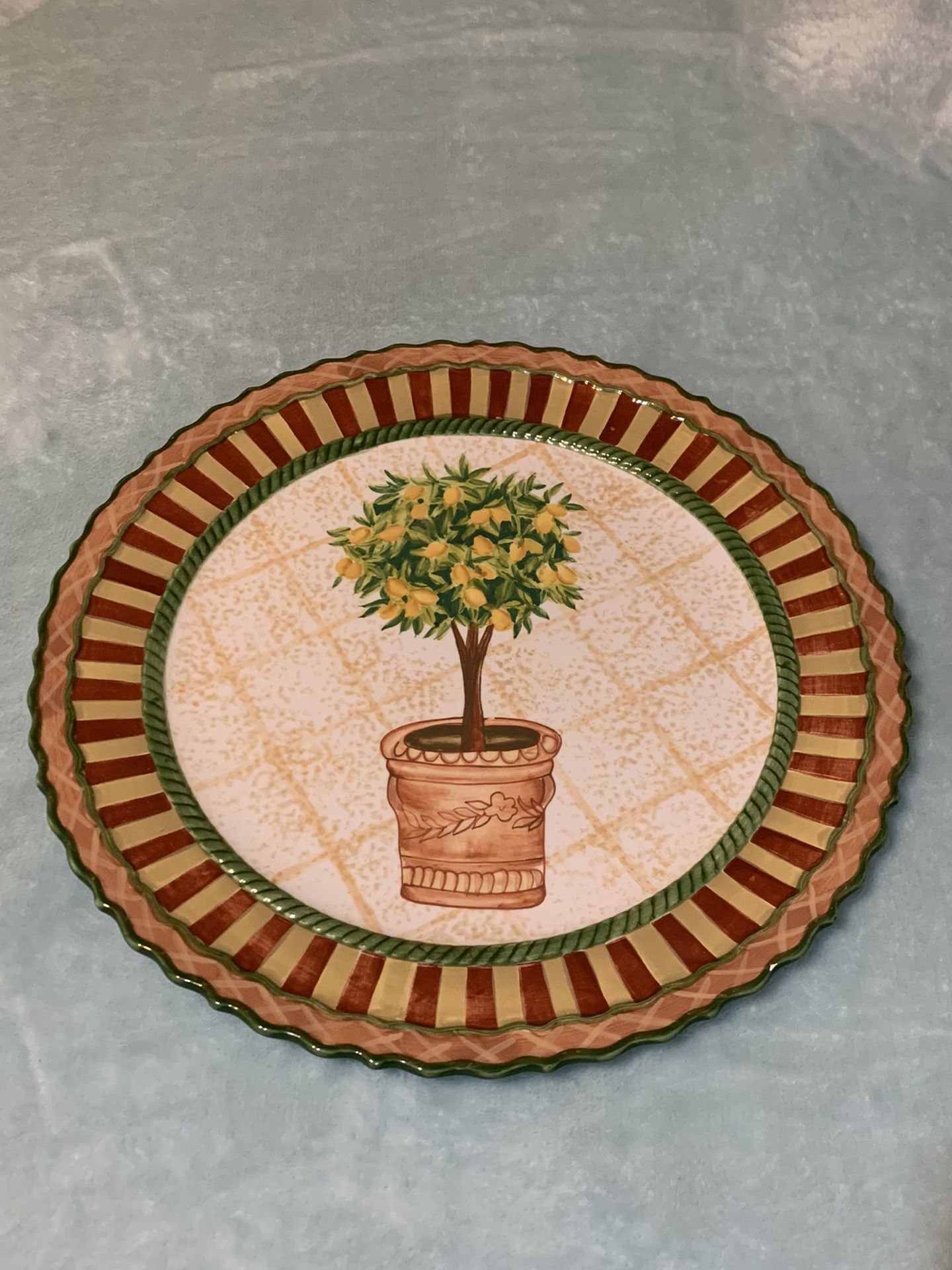Waverly Topiary China Platter - 15.5” Hand Painted