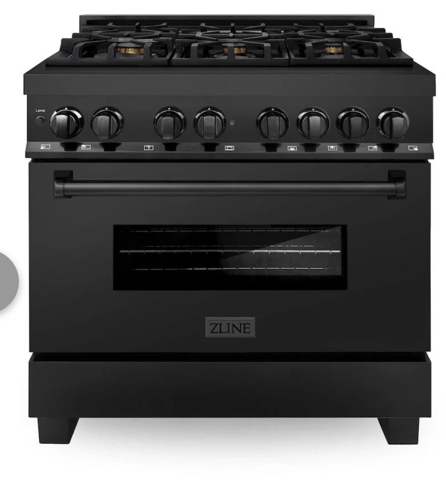 ZLINE Kitchen and Bath 36 in. 6-Burner Dual Fuel Range with Brass Burners in Black Stainless Steel