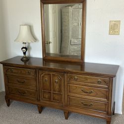 Solid Wood Bedroom Dresser With Large Mirror -$75 Pickup Only 