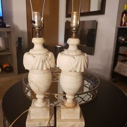 One set of antique marble alabaster lamps