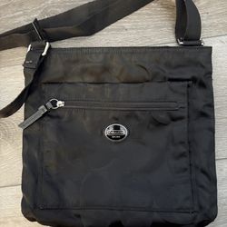 Coach Signature Nylon File Crossbody Shoulder Bag in Black