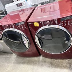 RED KENMORE WASHER AND GAS DRYER 