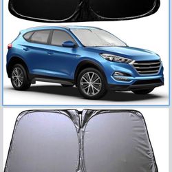 Upgrades Double Layers Car Windshield Sun Shade,Front Windshield Sunshade,240T Titanium Silver Coating,Keep Car Interior Cool,Universal Fit for Cars,T