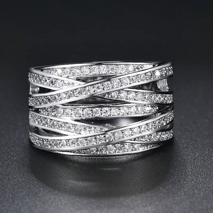 18k white gold plated wrap ring band women’s jewelry accessory fashion ring