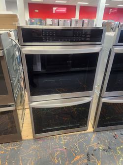 LG 30 Inch Electric Double Wall Oven Convection Air Fry Blue Interior