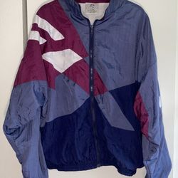Retro AVIAT SPORTIF Purple, Blue, White Track Windbreaker Colorblock Nylon Sz L