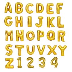16" & 40" Gold Helium Foil Balloons Letters and Numbers