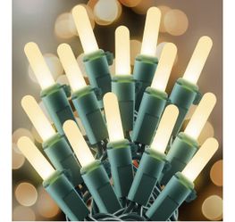 LED Christmas Lights Indoor Outdoor, 16.4 FT 50 LED Warm White String Lights Green Wire, Connectable Waterproof Christmas Tree Light Plug in for Xmas 