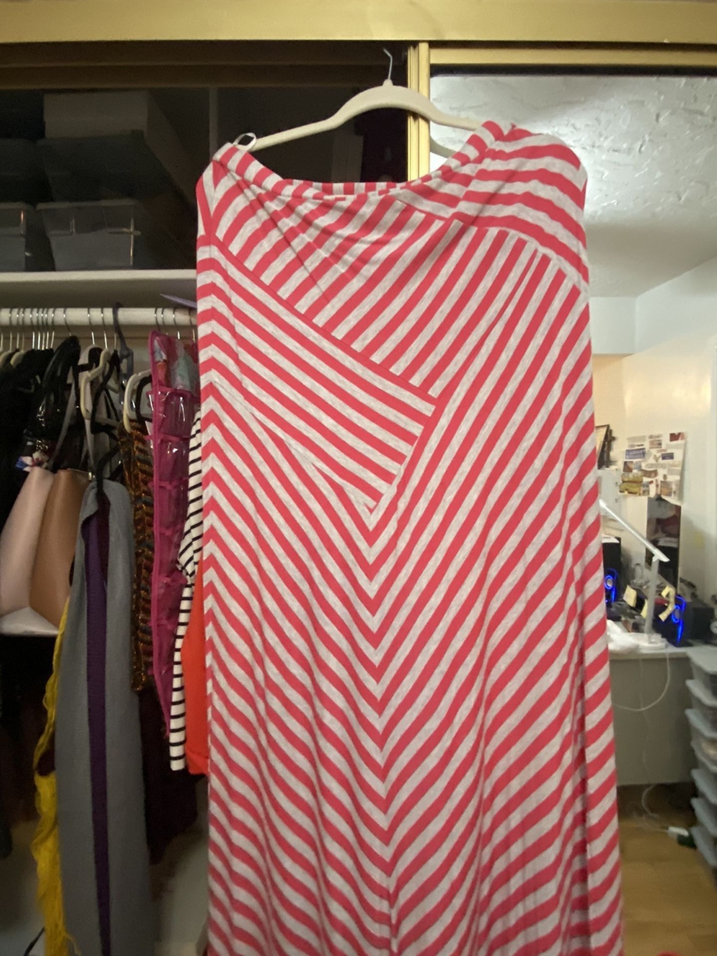 Chevron Long Skirt Pink With Gray