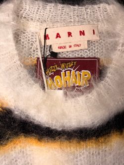 Marni Stripped Brushed Mohair Sweater White Yellow Black
