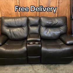 Electric Leather Recliner Loveseat - Free Delivery 
