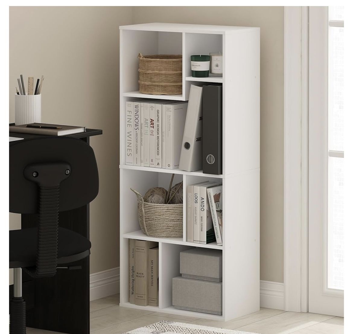 Estantería /bibloteca 7-Cube Irregular Shelving Unit with Storage Cubes, White