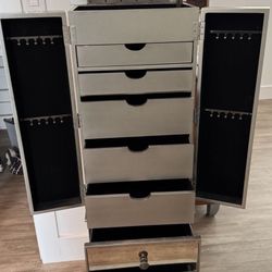 Retired Pier 1 Venetian Mirrored French Regency Jewelry Chest Cabinet Vanity