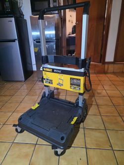 Dewalt TSTAK Compact Folding Connect Stacked Stakeable Portable Jobsite Rolling Dolly On Wheels Mobile Trolley Cart