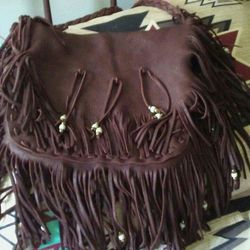 Leather fringe purse