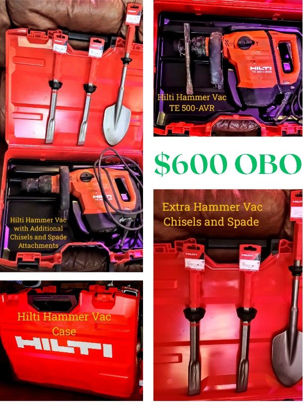 Hammer Drill With Add'l Chisels & Spade Bits