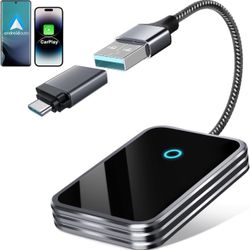 Wireless CarPlay Adapter & Android Auto Wireless Adapter, 2 in 1 Convert USB Bluetooth Wired to Wireless Dongle for OEM Wired CarPlay/Android Auto Car