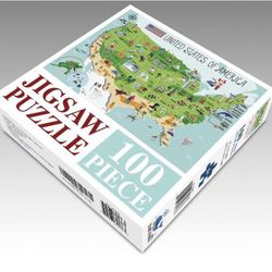 USA Educational map for Kids, Educational Puzzle for Boys and Girls, Fifty States United States of America Kids Puzzles Ages 6-12, 100 Piece, 27x19 in