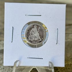 1887 Seated Liberty Dime Silver Coin 