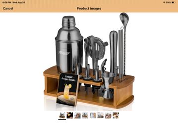 Bar shaker Cocktail Kit with Bamboo Stand $30