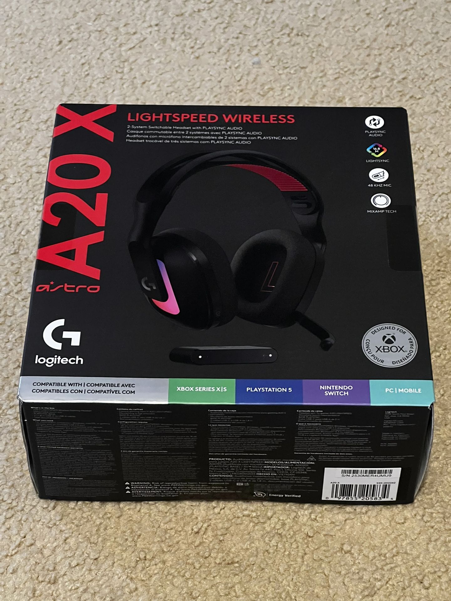ASTRO A20 X LIGHTSPEED Wireless Gaming Headset with PLAYSYNC AUDIO and LIGHTSYNC RGB