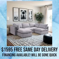 FREE DELIVERY New In Box 5 Piece Gray Modular Cloud Sectional Couch Sofa Grey