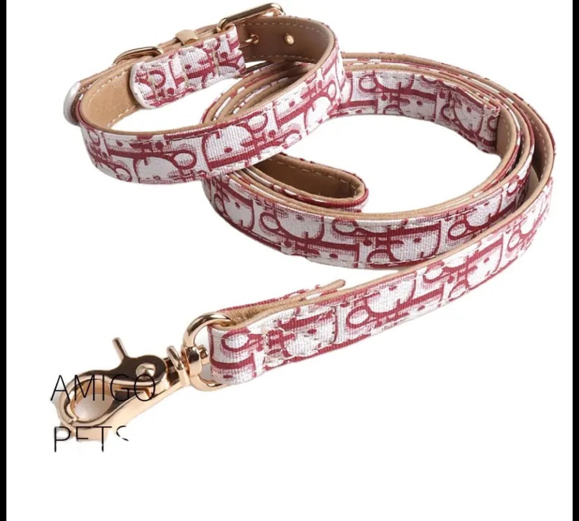 Dior Designer Dog Collar And Leash Set